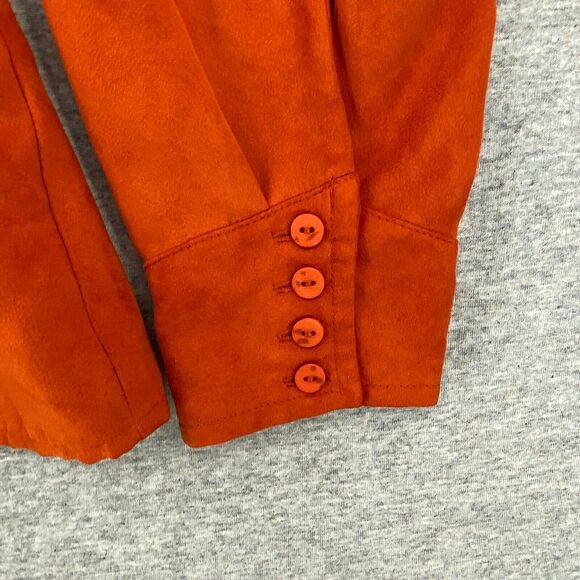 Cato Blouse Womens Large Orange Faux Suede V Neck Button Up Long Sleeve Fitted - Picture 5 of 10